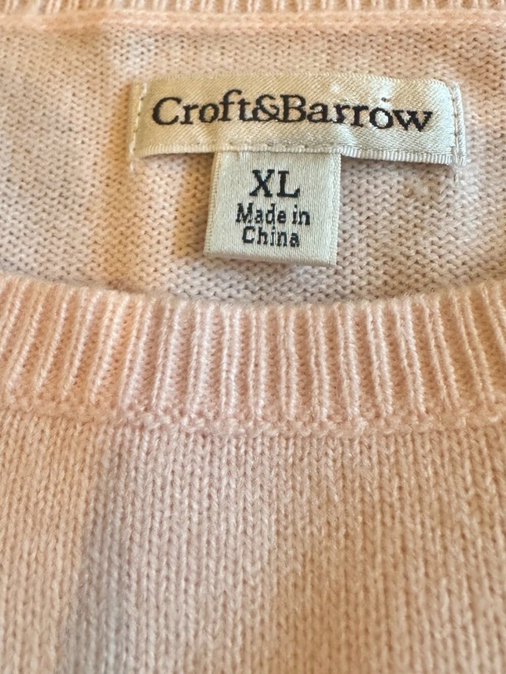 Croft & Barrow Pink Textured Knit Crewneck Pullover Sweater Size XL - Picture 7 of 9